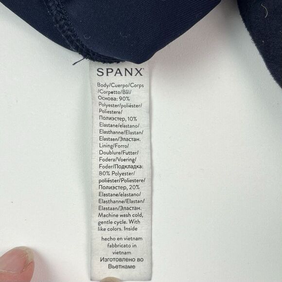 Spanx perfect Faux Suede Flare Pull on Pants S Navy Stretch High Waisted - Picture 13 of 14